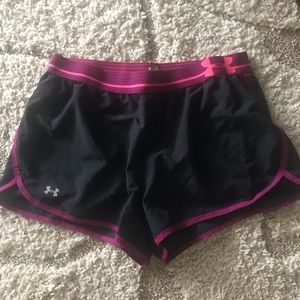 Under Armour Black/Purple Running Shorts, Med.